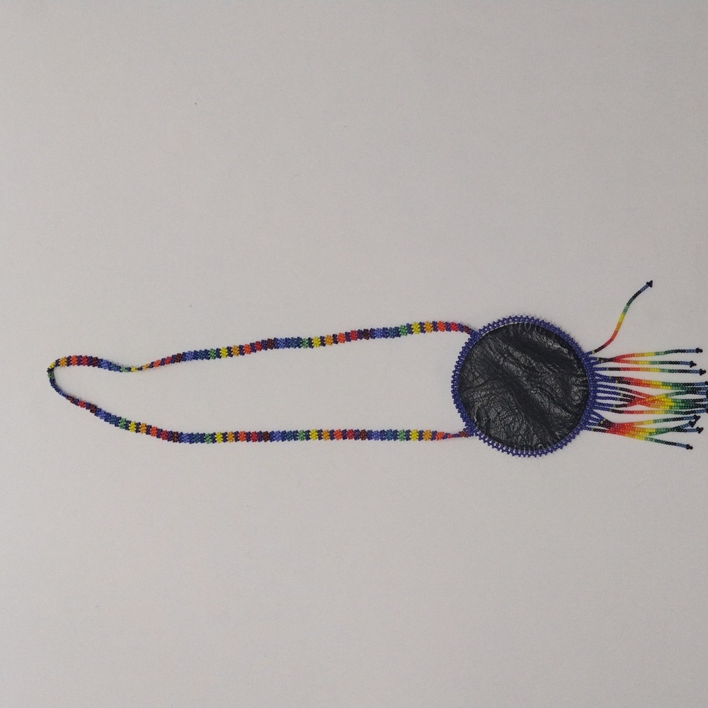 Beaded Pouch Pocket Necklace Colorful Sun - Picture 4 of 8